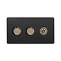 Matt Black and Antique Brass Dimmer Toggle Combo Switch

