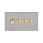 Brushed Chrome and Brass Dimmer Toggle Combo Switch
