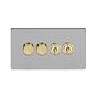 Brushed Chrome and Brass Dimmer Toggle Combo Switch
