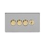 Brushed Chrome and Brass Dimmer Toggle Combo Switch
