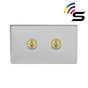 Soho Lighting Brushed Chrome & Brushed Brass 2 Gang 150W Zigbee Smart Toggle Switch