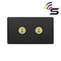 Soho Lighting Matt Black & Brushed Brass 2 Gang 150W Zigbee Smart Toggle Switch