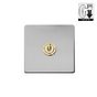 Brushed Chrome and Brass 1 Gang Dimming Toggle Switch

