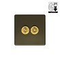 Soho Lighting Lighting Bronze & Brushed Brass 2 Gang Dimming Toggle Switch