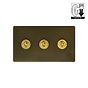 Bronze and Brass 3 Gang Dimming Toggle Switch
