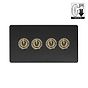 Matt Black and Antique Brass 4 Gang Dimming Toggle Switch
