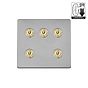 Soho Lighting Lighting Brushed Chrome & Brushed Brass 5 Gang Dimming Toggle Switch