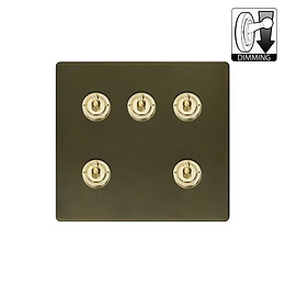 Bronze and Brass 5 Gang Dimming Toggle Switch
