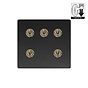 Soho Lighting Lighting Matt Black & Antique Brass 5 Gang Dimming Toggle Switch