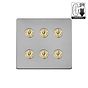 Soho Lighting Lighting Brushed Chrome & Brushed Brass 6 Gang Dimming Toggle Switch