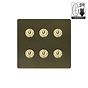 Soho Lighting Lighting Bronze & Brushed Brass 6 Gang Dimming Toggle Switch