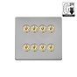 Brushed Chrome and Brass 8 Gang Dimming Toggle Switch
