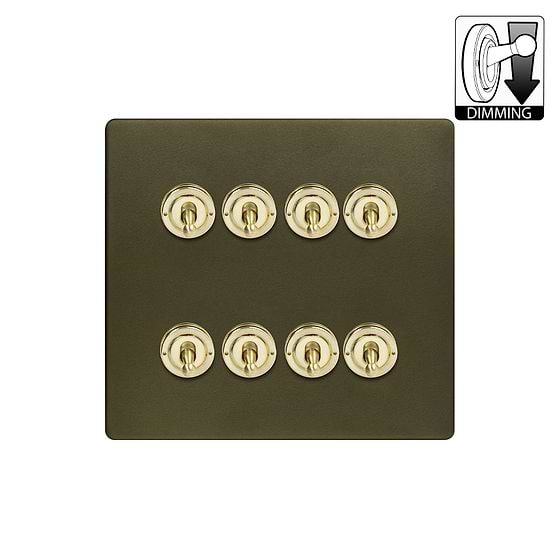 Bronze and Brass 8 Gang Dimming Toggle Switch
