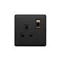 Soho Lighting Matt Black and Antique Brass 1 Gang Double Pole Socket Single 13A