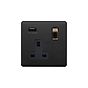 Matt Black and Antique Brass 1 Gang USB Socket
