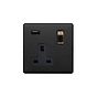 Matt Black and Antique Brass 1 Gang USB Socket
