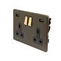 Soho Lighting Bronze & Brushed Brass 2 Gang 13A DP Socket with 2 x USB-A 4.8A