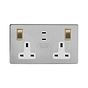 Soho Lighting Brushed Chrome & Brushed Brass 2 Gang 65W USB C+C Socket (13A Socket + 2 USB C Ports)