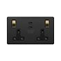 Soho Lighting Matt Black & Brushed Brass 2 Gang 65W USB C+C Socket (13A Socket + 2 USB C Ports)