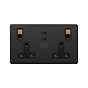 Soho Lighting Matt Black & Antique Brass 2 Gang 65W USB C+C Socket (13A Socket + 2 USB C Ports)