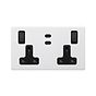 Soho Lighting Primed Paintable 2 Gang 65W USB C+C Socket (13A Socket + 2 USB C Ports) with Matt Black Switch