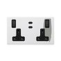 Soho Lighting Primed Paintable 2 Gang 65W USB C+C Socket (13A Socket + 2 USB C Ports) with Matt Black Switch