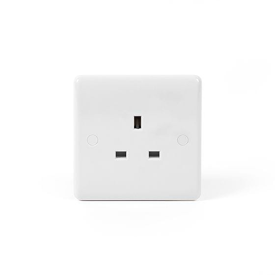 Lieber Silk White 13A 1 Gang Unswitched Socket - Curved Edge