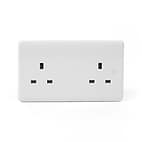 White Plastic 2 Gang Unswitched Socket