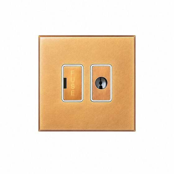 Soho Lighting Natural Brass 13A Double Pole Unswitched Fused Spur Flex Outlet with White Insert - The Palaces Collection