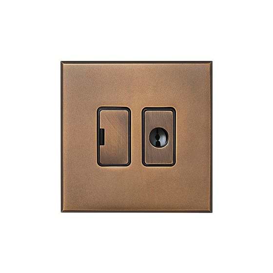 Soho Lighting Aged Brass 13A Double Pole Unswitched Fused Spur Flex Outlet with Black Insert  - The Palaces Collection