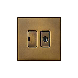 Soho Lighting Aged Brass 13A Double Pole Unswitched Fused Spur Flex Outlet with Black Insert  - The Palaces Collection