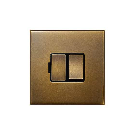 Soho Lighting Aged Brass 13A Double Pole Switched Fused Spur with Black Insert  - The Palaces Collection