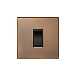 Soho Lighting Aged Brass 1 Gang 45A Double Pole Switch - Single with Black Insert  - The Palaces Collection