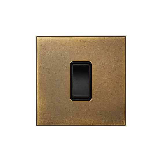 Soho Lighting Aged Brass 1 Gang 45A Double Pole Switch - Single with Black Insert  - The Palaces Collection