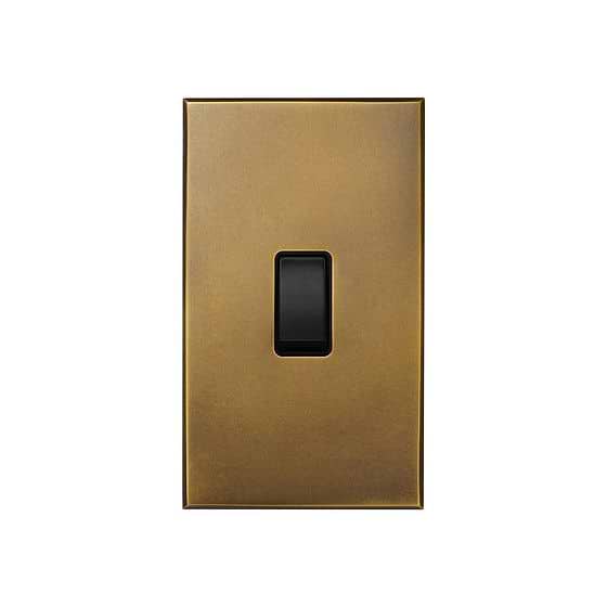 Soho Lighting Aged Brass 1 Gang 45A Double Pole Switch - Large with Black Insert - The Palaces Collection