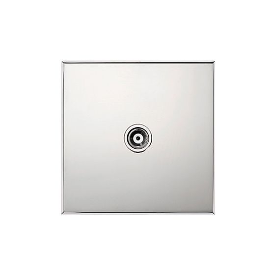 Soho Lighting Nickel 1 Gang Coaxial TV Aerial Socket with White Insert - The Palaces Collection