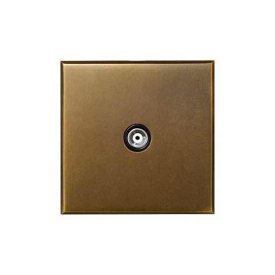 Soho Lighting Aged Brass 1 Gang Coaxial TV Aerial Socket with Black Insert - The Palaces Collection