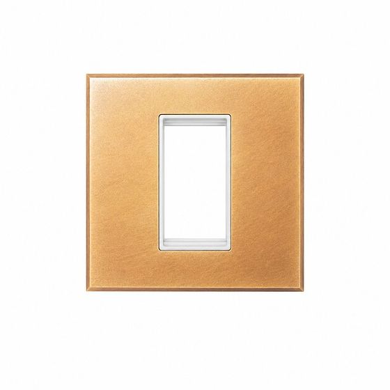 Soho Lighting Natural Brass 1 x25mm EM Euro Module Wall Plate with White Insert  - The Palaces Collection