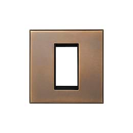 Soho Lighting Aged Brass 1 x25mm EM Euro Module Wall Plate with Black Insert  - The Palaces Collection