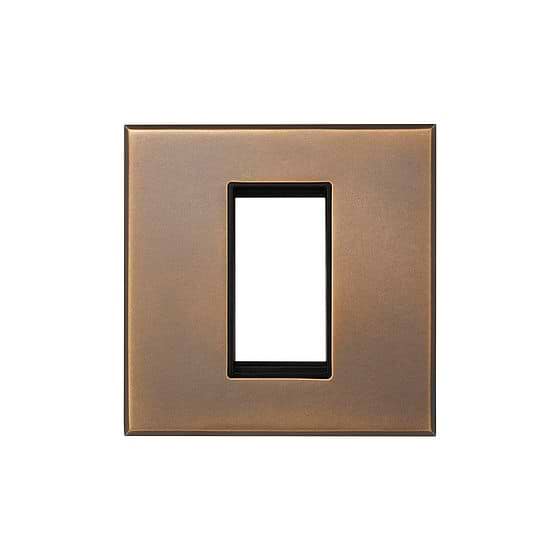 Soho Lighting Aged Brass 1 x25mm EM Euro Module Wall Plate with Black Insert - The Palaces Collection