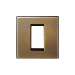 Soho Lighting Aged Brass 1 x25mm EM Euro Module Wall Plate with Black Insert  - The Palaces Collection