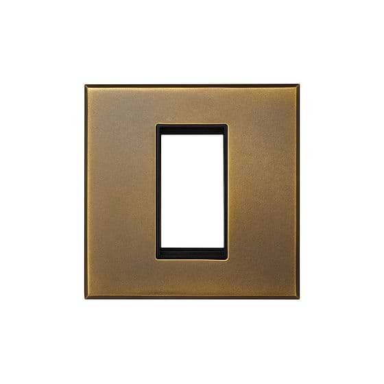 Soho Lighting Aged Brass 1 x25mm EM Euro Module Wall Plate with Black Insert  - The Palaces Collection
