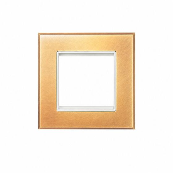 Soho Lighting Natural Brass 2 x25mm EM Euro Module Wall Plate with White Insert - The Palaces Collection