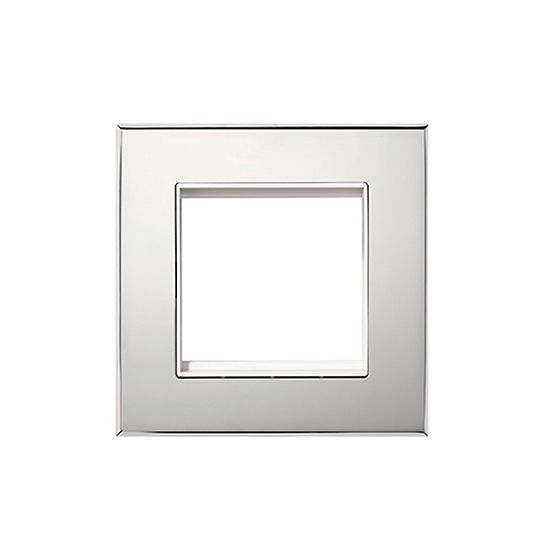 Soho Lighting Nickel 2 x25mm EM Euro Module Wall Plate with White Insert  - The Palaces Collection