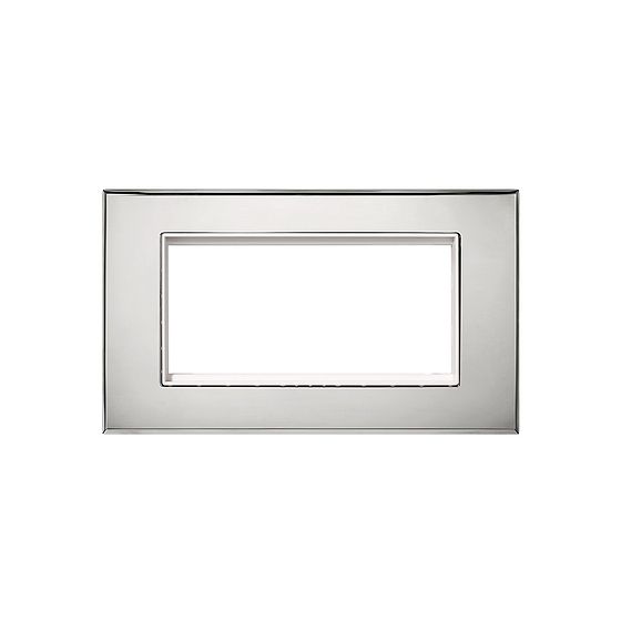 Soho Lighting Nickel 4 x25mm EM Euro Module Wall Plate with White Insert - The Palaces Collection