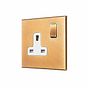 Soho Lighting Natural Brass 1 Gang 13A Double Pole Switched Socket with White Insert - The Palaces Collection