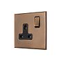 Soho Lighting Aged Brass 1 Gang 13A Double Pole Switched Socket with Black Insert  - The Palaces Collection