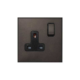 Soho Lighting Heritage Bronze 1 Gang 13A Double Pole Switched Socket with Black Insert  - The Palaces Collection