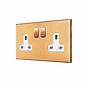 Soho Lighting Natural Brass 2 Gang 13A Double Pole Switched Socket with White Insert  - The Palaces Collection