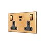 Soho Lighting Natural Brass 13A 2 Gang Super Fast Charge 45W USB A+C Socket - The Palaces Collection